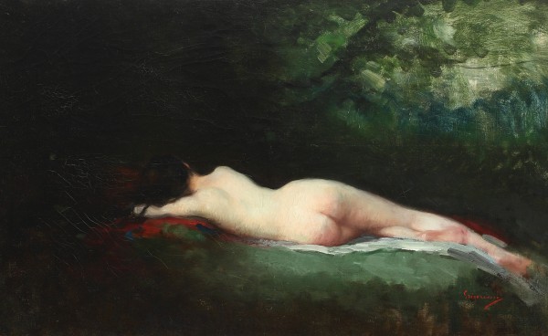 Nude lady sleeping by Nicolae Grigorescu